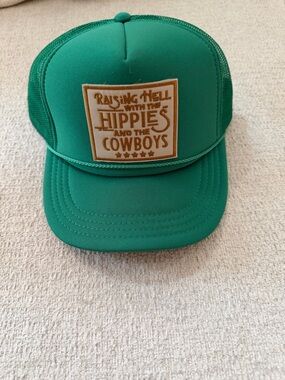 Source Unknown Green Trucker Hat with Gold Patch